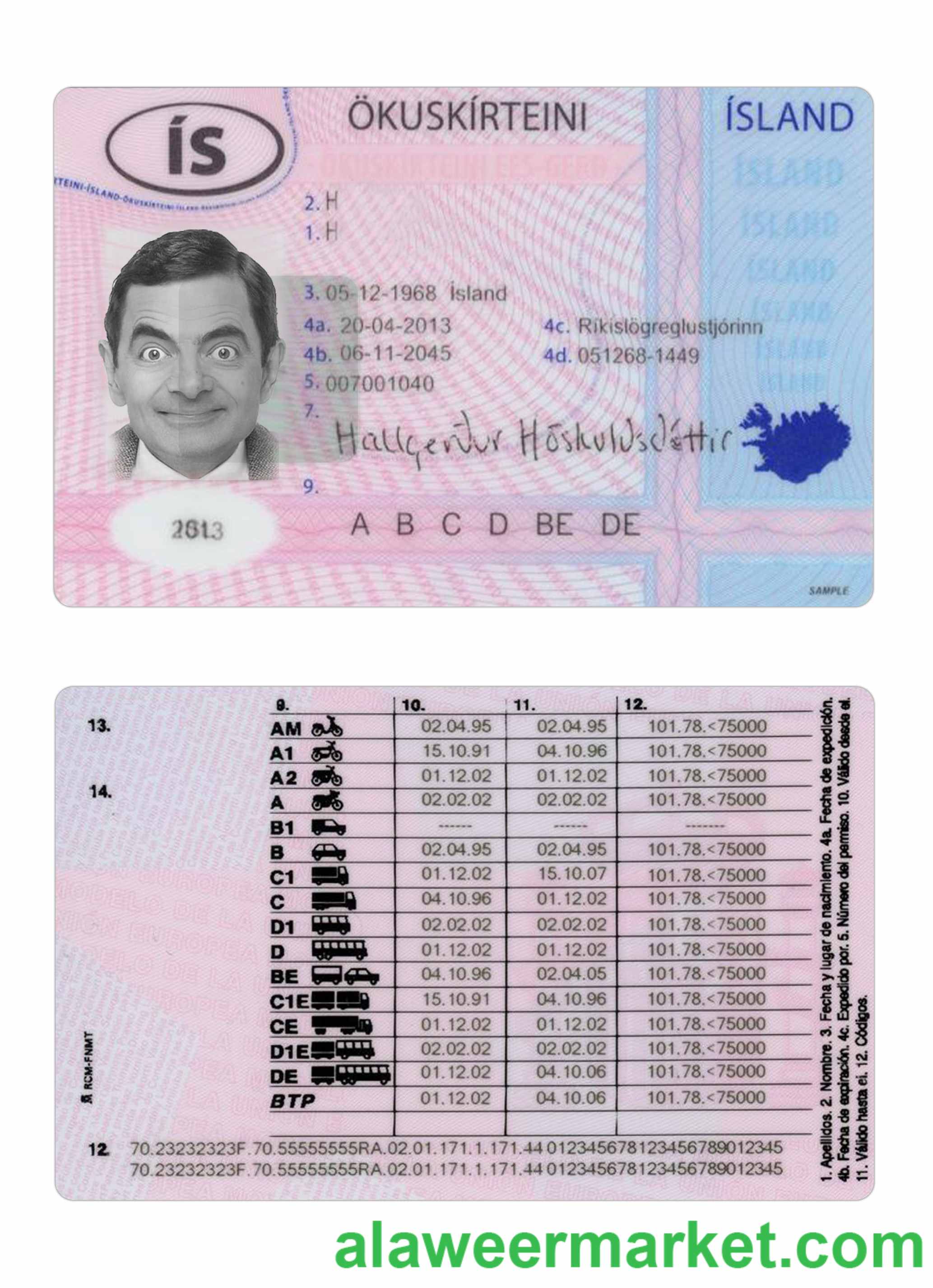 Iceland driving license 2013-present